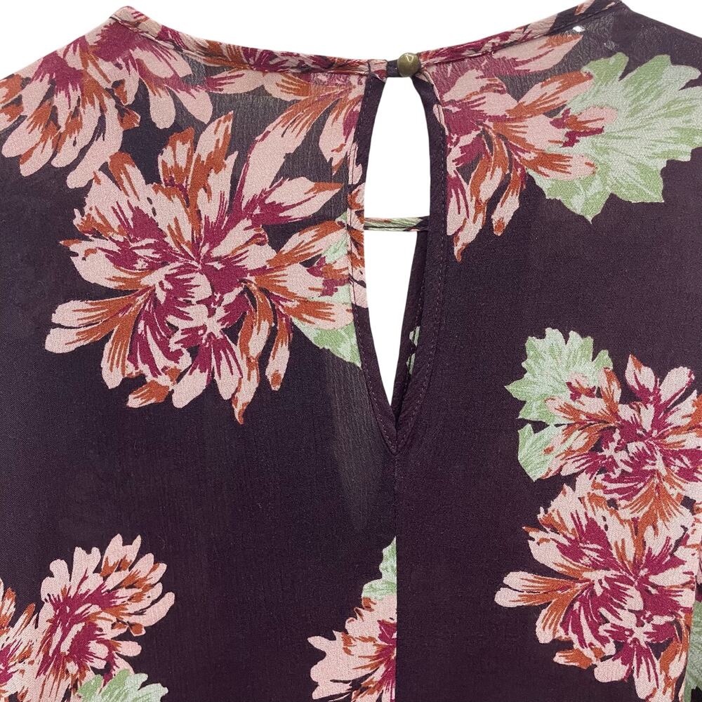 Altar’d State Burgundy Floral Front Keyhole Long Sleeve Tunic Top Size Medium - Picture 7 of 8